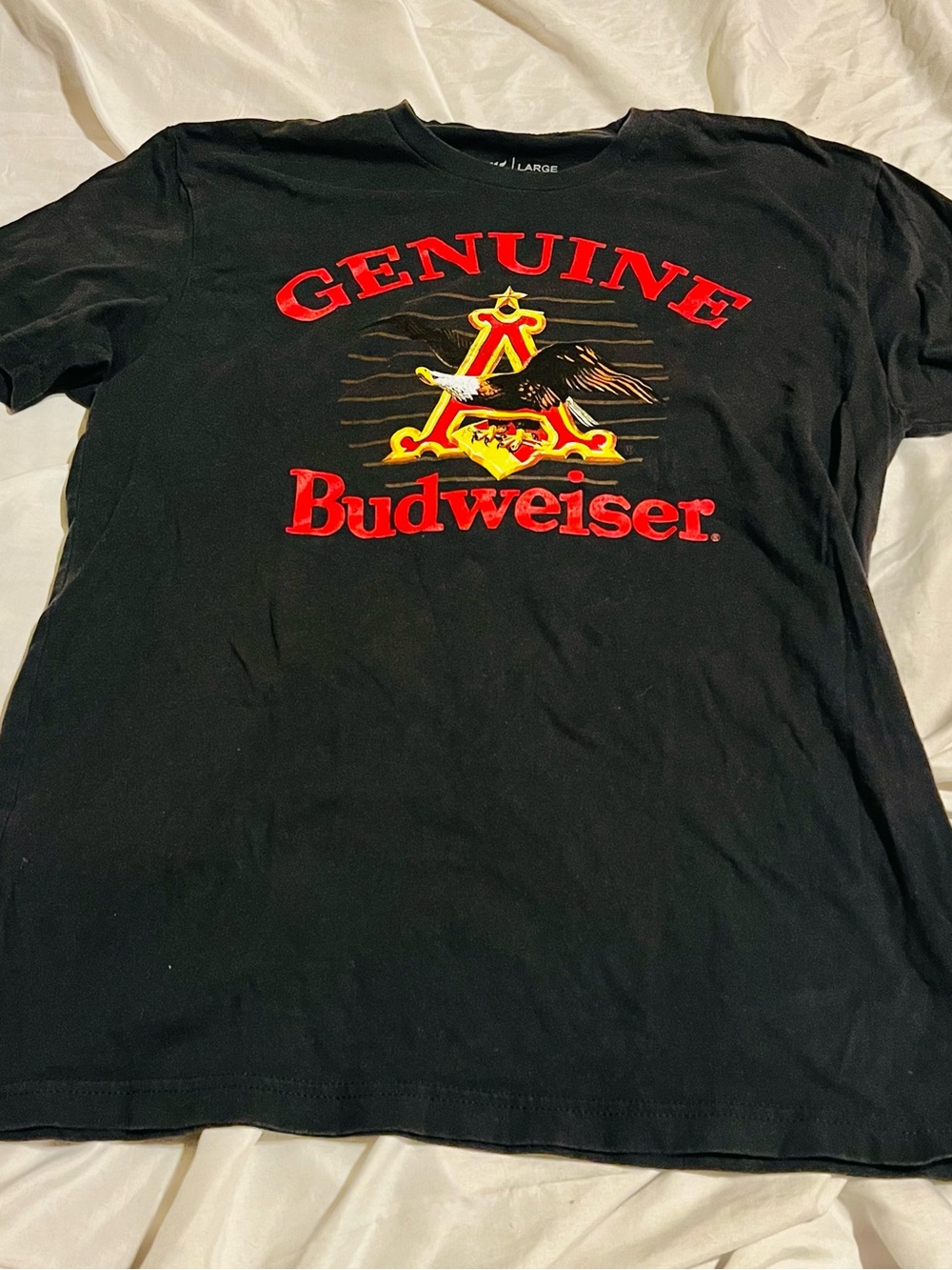 Budweiser Black Tee with Red and Gold Logo M